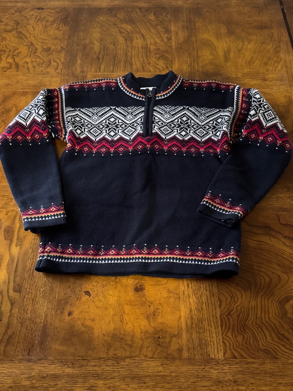 Hanna Andersson Nordic fair isle quarter zip pullover sweater black boys 8